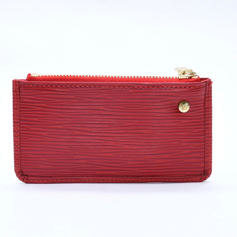 LOUIS VUITTON Pochette coin case Wallet Epi leather red